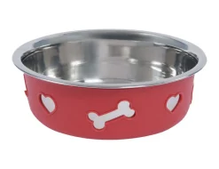 Non-Slip Stainless Steel Silicone Bone Dog Bowl