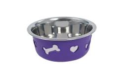 Non-Slip Stainless Steel Silicone Bone Dog Bowl